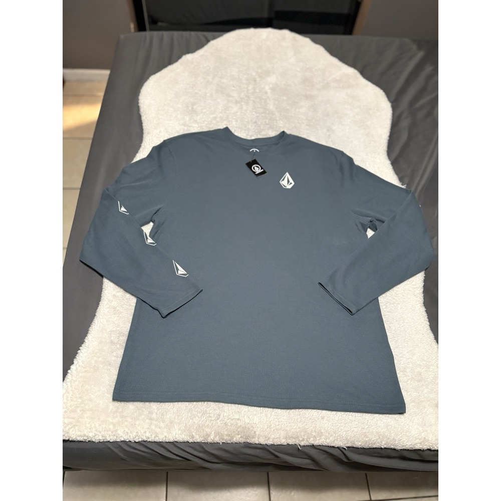 Volcom Waffle Thermal‎ Shirt Men's Size XXL Blue Long Sleeve Brand New